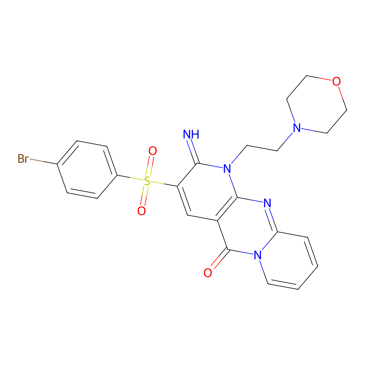 3-(4-Bromo-benzenesulfonyl)-2-imino-1-(2-morpholin-4-yl-ethyl)-1,2-dihydro-1,9,10a-triaza-anthracen-1 0-one molecular structure, CAS 577762-94-8