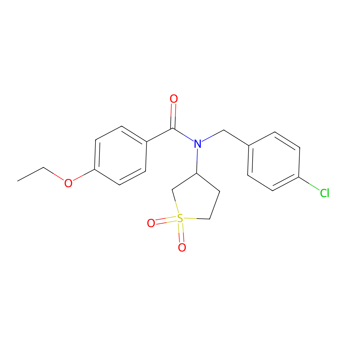 N-(4-chlorobenzyl)-N-(1,1-dioxidotetrahydrothiophen-3-yl)-4-ethoxybenzamide molecular structure, CAS 577763-07-6