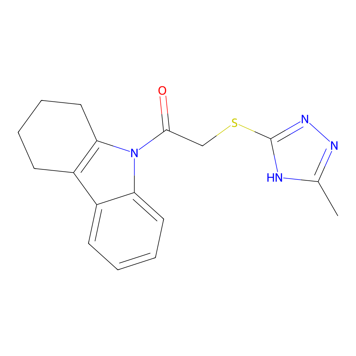 2-[(5-methyl-4H-1,2,4-triazol-3-yl)sulfanyl]-1-(1,2,3,4-tetrahydro-9H-carbazol-9-yl)ethanone molecular structure, CAS 577763-08-7