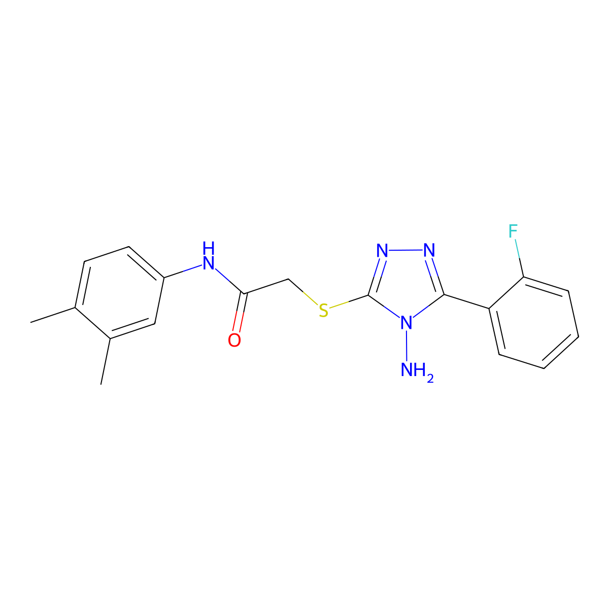2-[4-amino-5-(2-fluorophenyl)(1,2,4-triazol-3-ylthio)]-N-(3,4-dimethylphenyl)a cetamide molecular structure, CAS 577763-09-8