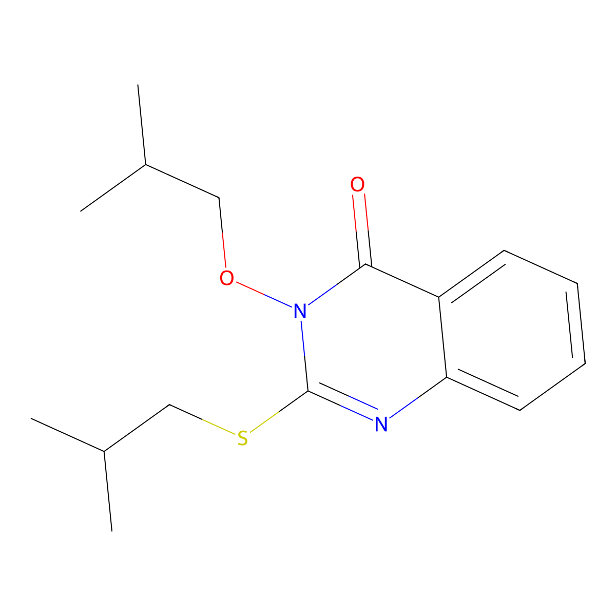 3-isobutoxy-2-(isobutylsulfanyl)-4(3H)-quinazolinone molecular structure, CAS 577763-25-8