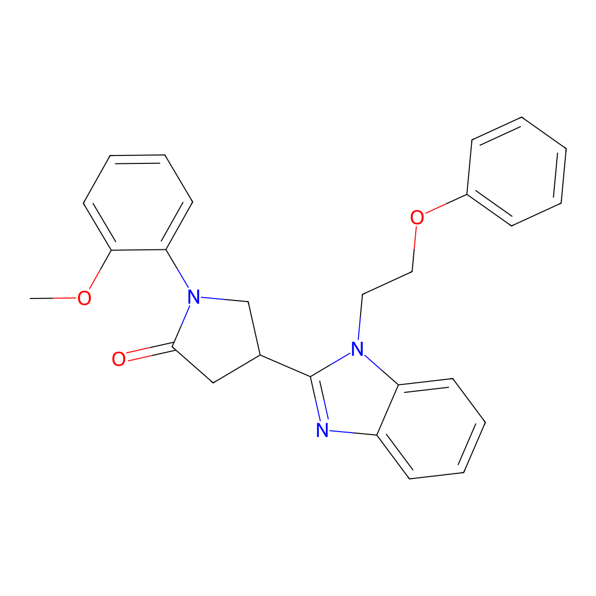 1-(2-methoxyphenyl)-4-(1-(2-phenoxyethyl)-1H-benzo[d]imidazol-2-yl)pyrrolidin-2-one molecular structure, CAS 577763-27-0