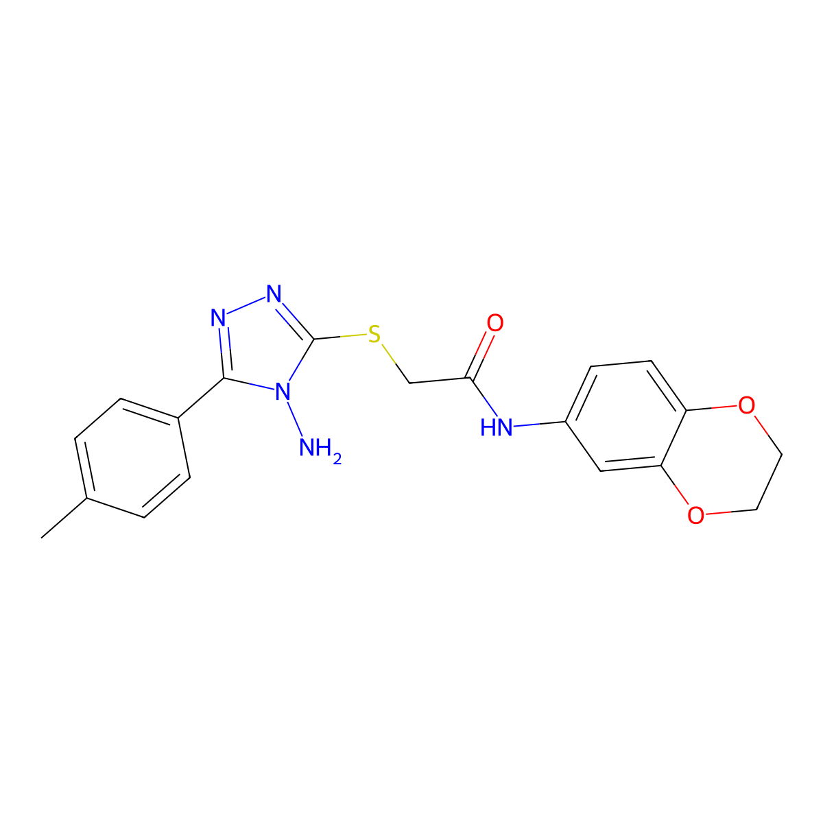 2-{[4-amino-5-(4-methylphenyl)-4H-1,2,4-triazol-3-yl]sulfanyl}-N-(2,3-dihydro-1,4-benzodioxin-6-yl)acetamide molecular structure, CAS 577763-54-3