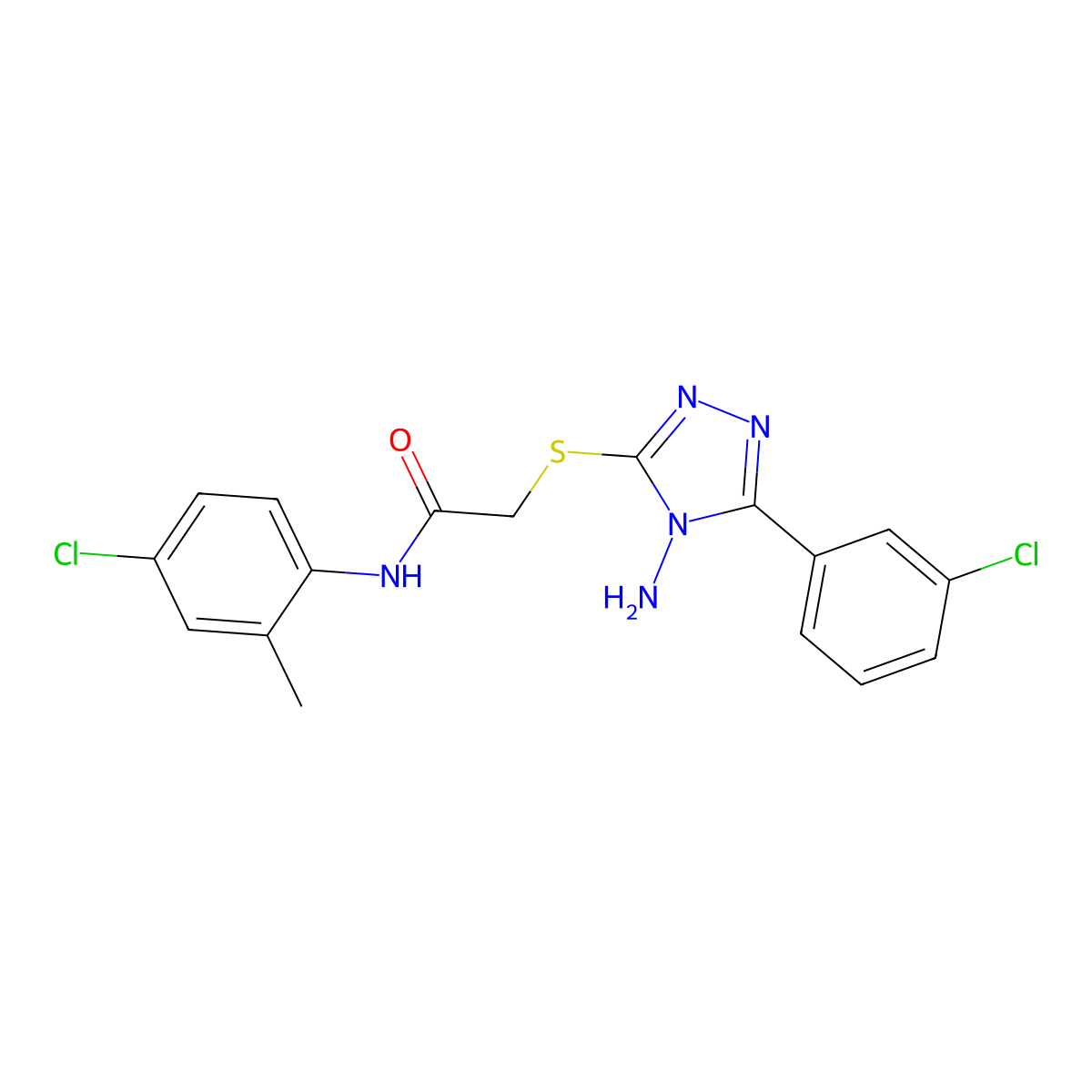 2-((4-Amino-5-(3-CL-PH)-4H-1,2,4-triazol-3-YL)thio)-N-(4-CL-2-ME-PH)acetamide molecular structure, CAS 577763-55-4