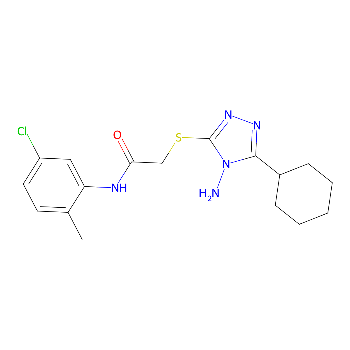 2-[(4-amino-5-cyclohexyl-4H-1,2,4-triazol-3-yl)sulfanyl]-N-(5-chloro-2-methylphenyl)acetamide molecular structure, CAS 577763-56-5