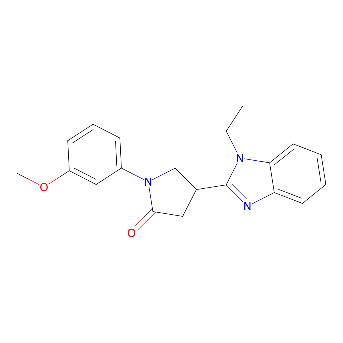 4-(1-ethyl-1H-benzo[d]imidazol-2-yl)-1-(3-methoxyphenyl)pyrrolidin-2-one molecular structure, CAS 577763-79-2
