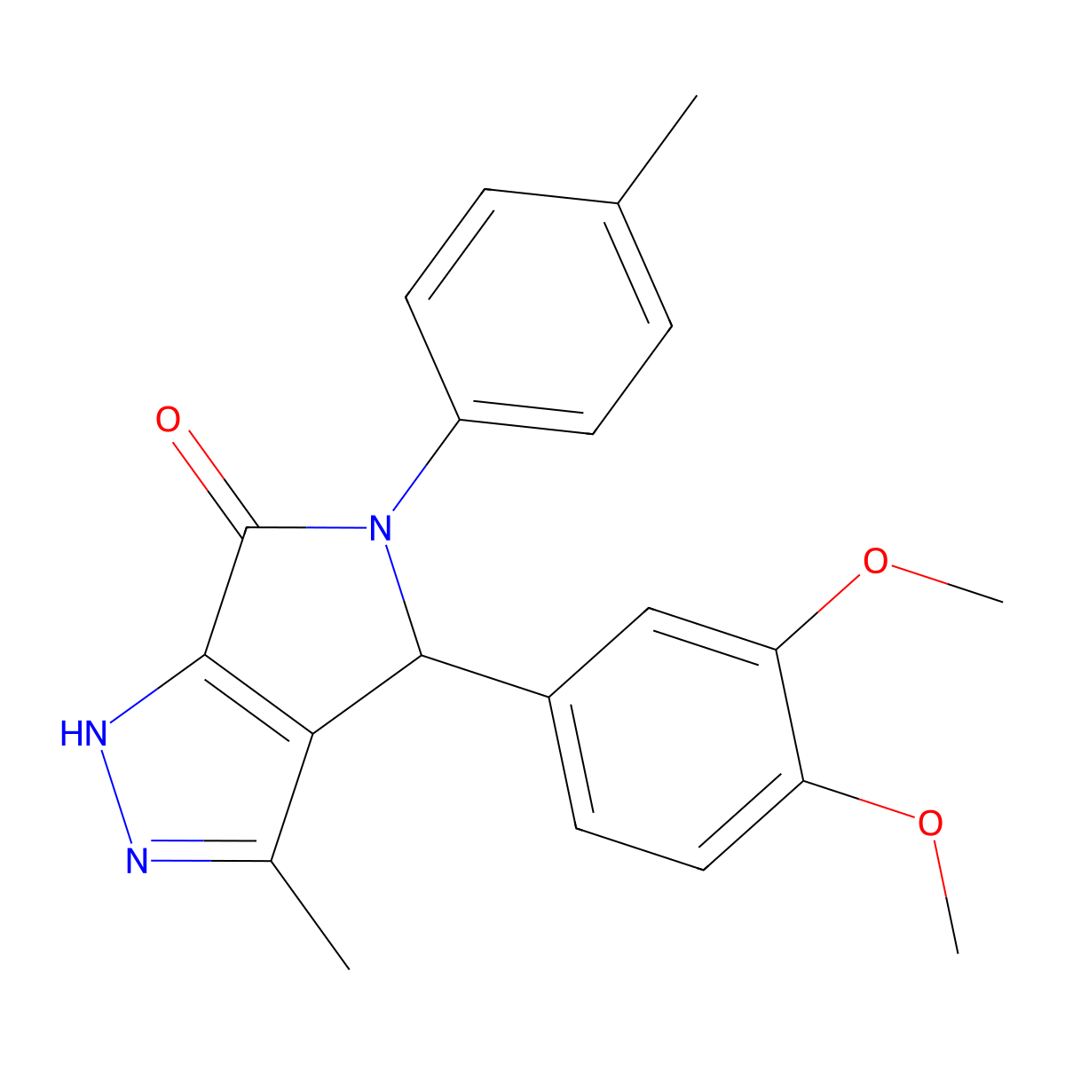 4-(3,4-Dimethoxyphenyl)-3-methyl-5-(4-methylphenyl)-2,4-dihydropyrrolo[3,4-c]pyrazol-6-one molecular structure, CAS 577763-86-1