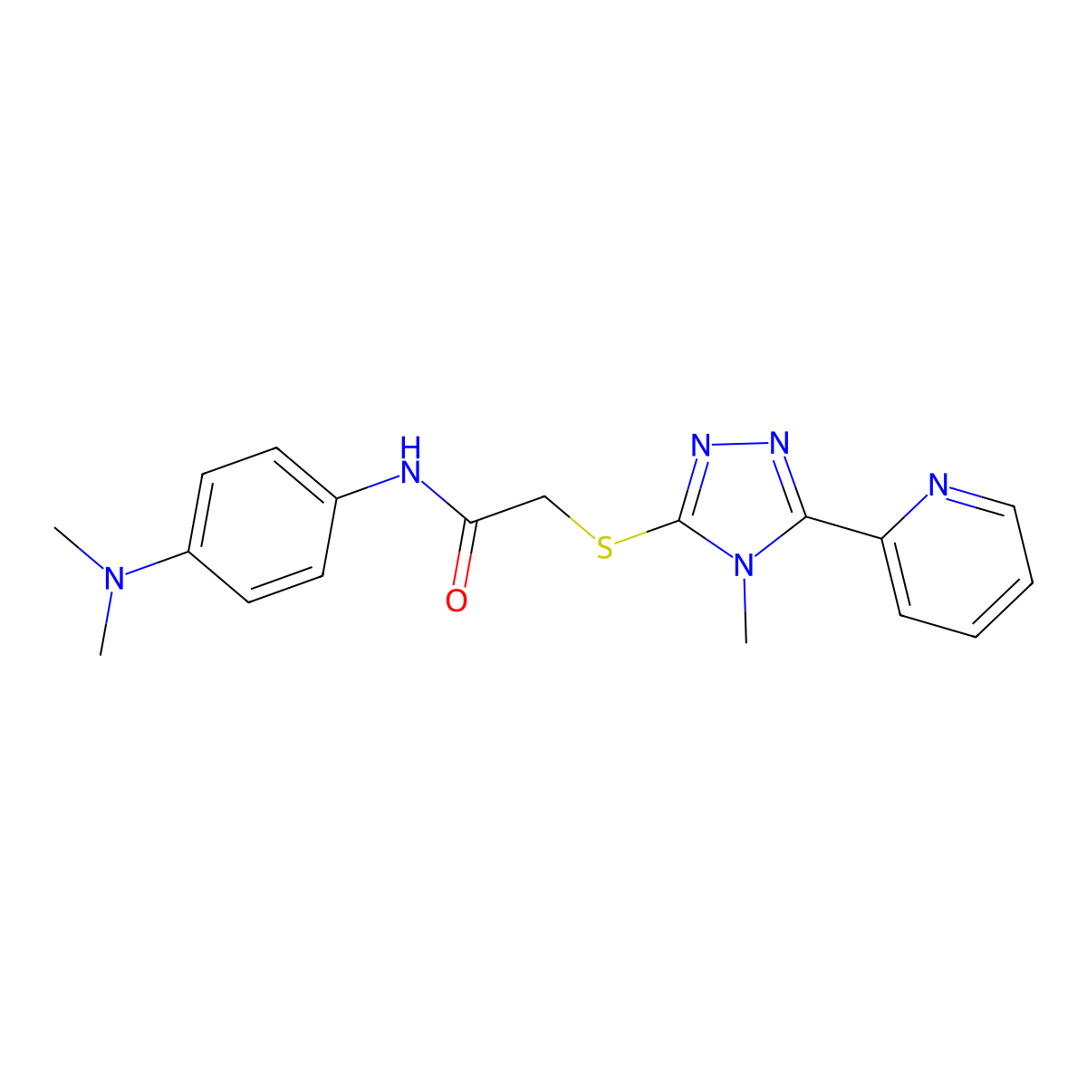 N-[4-(dimethylamino)phenyl]-2-{[4-methyl-5-(pyridin-2-yl)-4H-1,2,4-triazol-3-yl]sulfanyl}acetamide molecular structure, CAS 577764-02-4