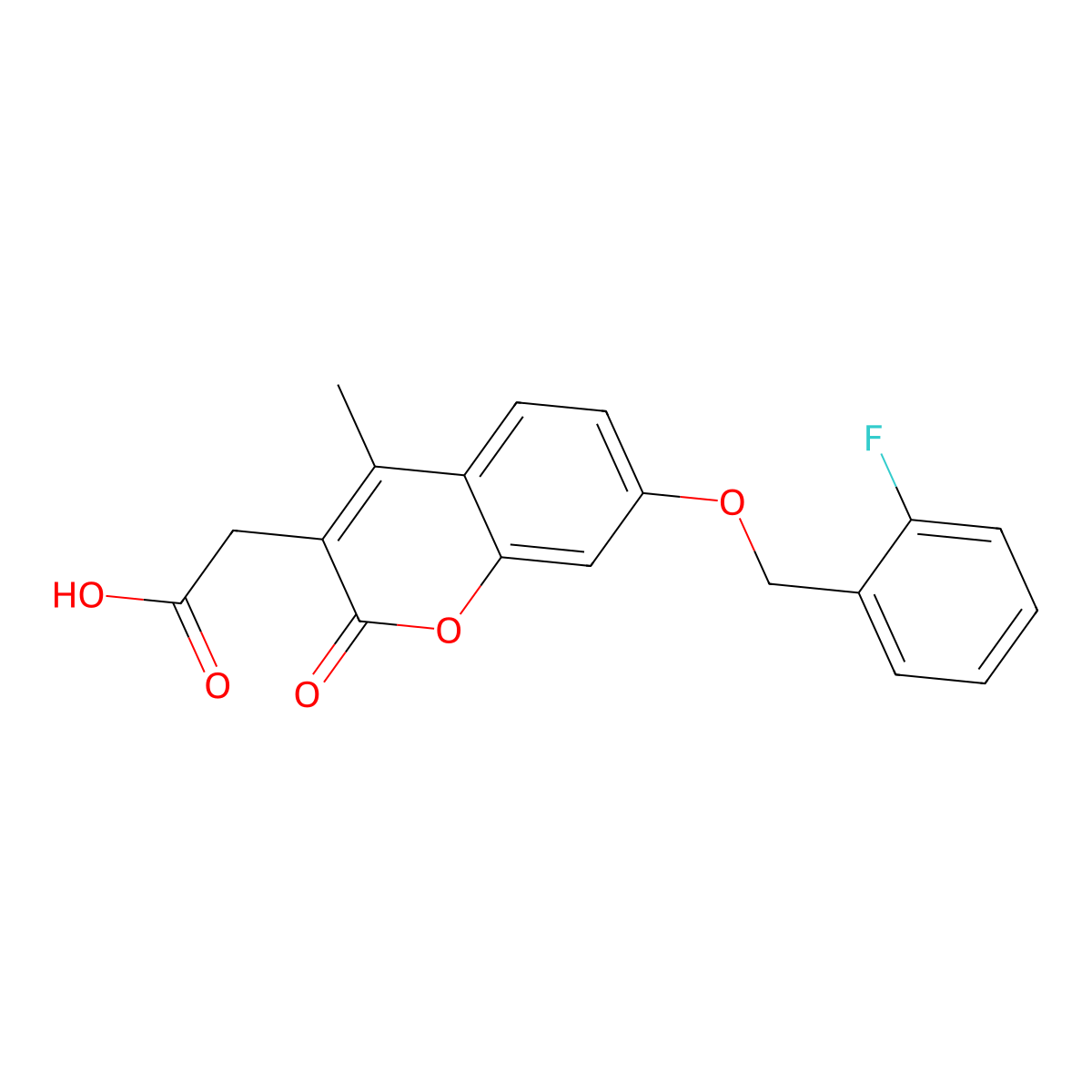 {7-[(2-fluorobenzyl)oxy]-4-methyl-2-oxo-2H-chromen-3-yl}acetic acid molecular structure, CAS 577764-14-8