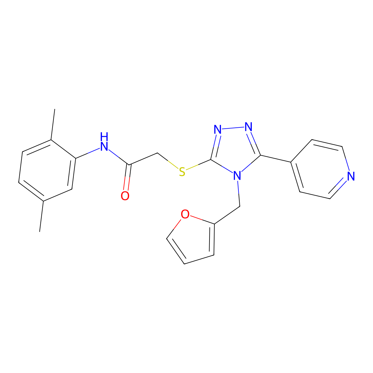 N-(2,5-dimethylphenyl)-2-{[4-(furan-2-ylmethyl)-5-(pyridin-4-yl)-4H-1,2,4-triazol-3-yl]sulfanyl}acetamide molecular structure, CAS 577764-17-1