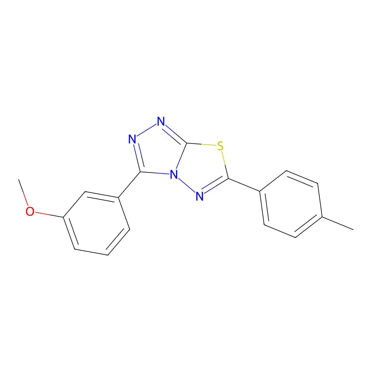3-(3-Methoxyphenyl)-6-(4-methylphenyl)-[1,2,4]triazolo[3,4-b][1,3,4]thiadiazole molecular structure, CAS 577764-20-6