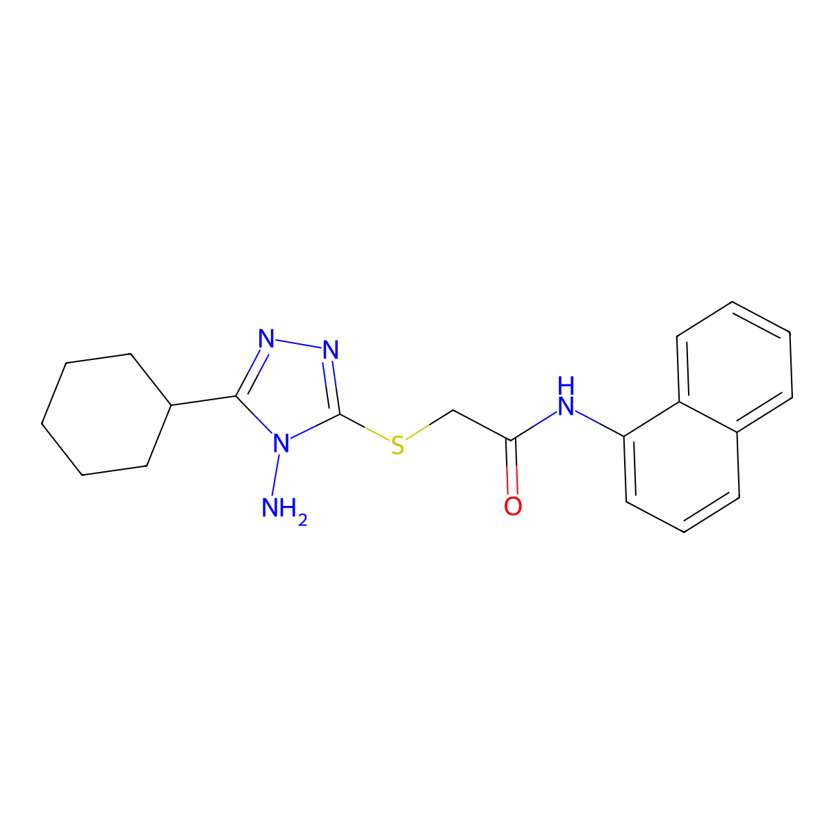 2-(4-amino-5-cyclohexyl(1,2,4-triazol-3-ylthio))-N-naphthylacetamide molecular structure, CAS 577764-27-3