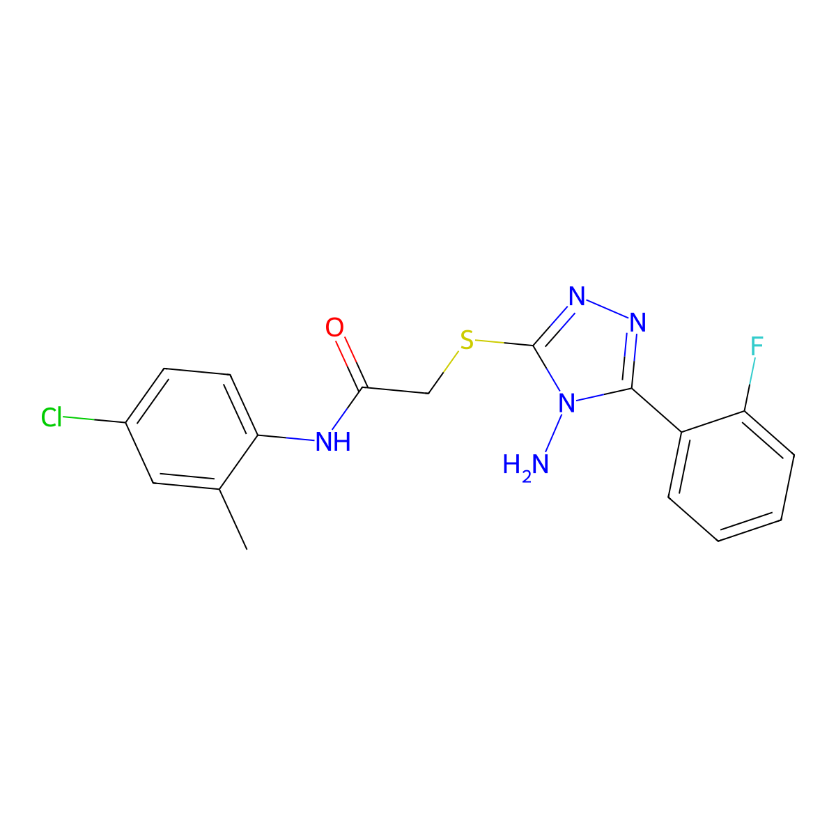 2-[4-amino-5-(2-fluorophenyl)(1,2,4-triazol-3-ylthio)]-N-(4-chloro-2-methylphe nyl)acetamide molecular structure, CAS 577764-37-5