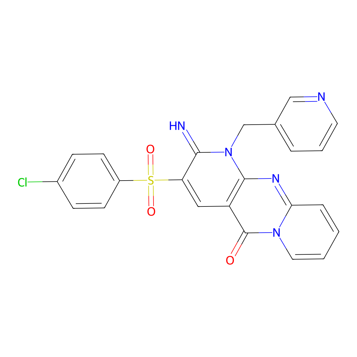 3-((4-Chlorophenyl)sulfonyl)-2-imino-1-(3-pyridinylmethyl)-1,2-dihydro-5H-dipyrido(1,2-A:2,3-D)pyrimidin-5-one molecular structure, CAS 577764-47-7