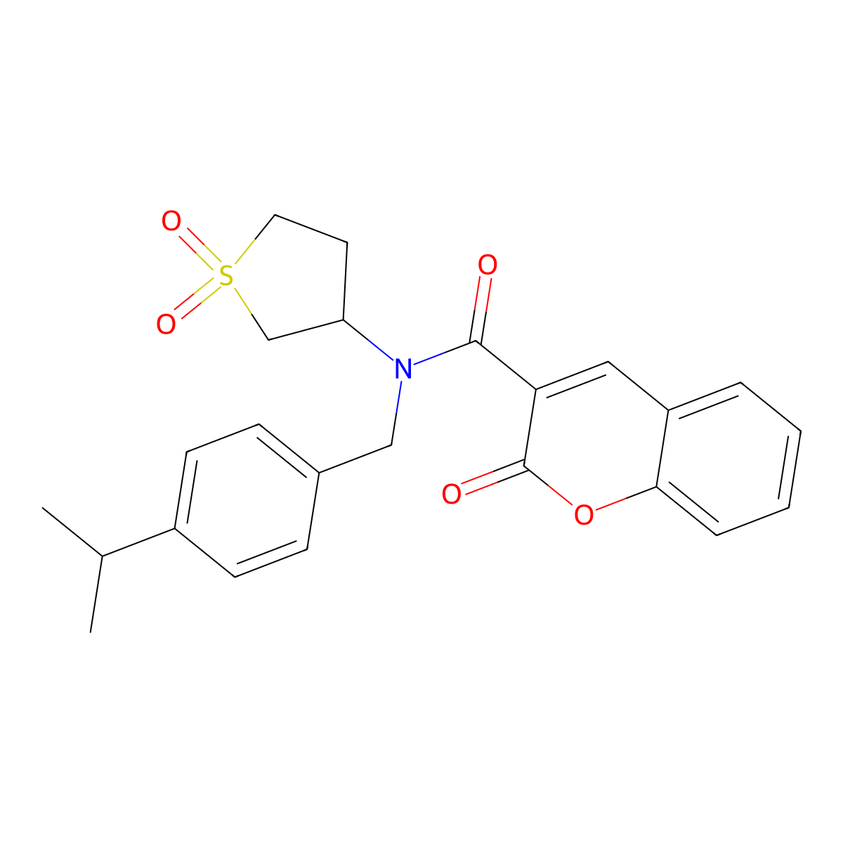 N-(1,1-dioxidotetrahydrothiophen-3-yl)-2-oxo-N-[4-(propan-2-yl)benzyl]-2H-chromene-3-carboxamide molecular structure, CAS 577764-49-9