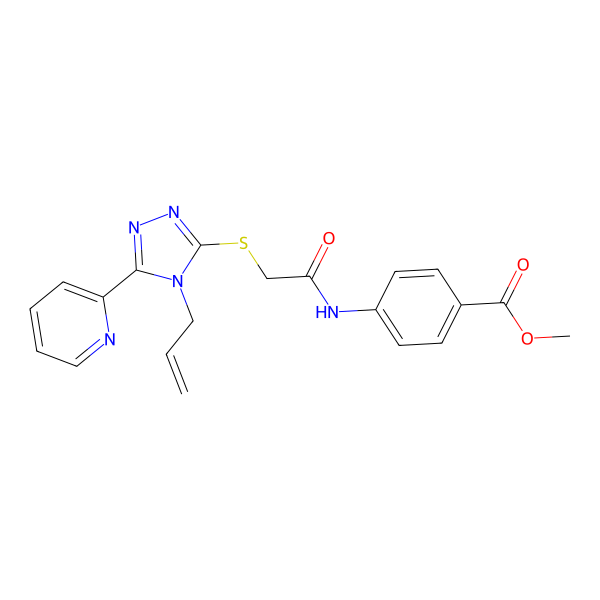 ME 4-((((4-Allyl-5-(2-pyridinyl)-4H-1,2,4-triazol-3-YL)thio)AC)amino)benzoate molecular structure, CAS 577764-59-1