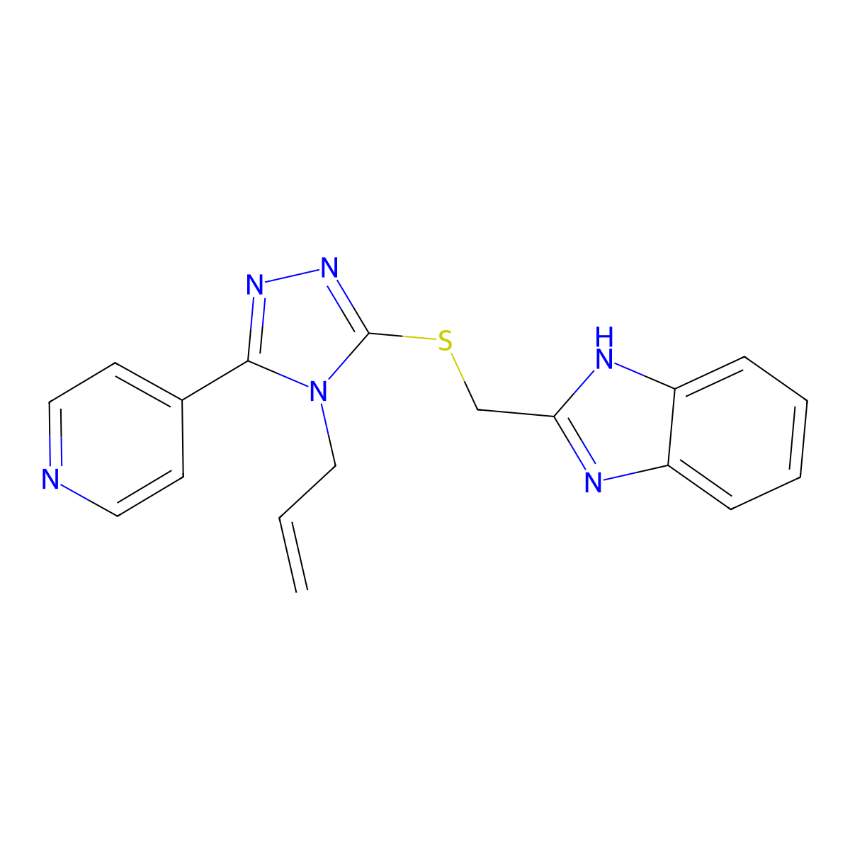 2-({[4-(prop-2-en-1-yl)-5-(pyridin-4-yl)-4H-1,2,4-triazol-3-yl]sulfanyl}methyl)-1H-benzimidazole molecular structure, CAS 577764-71-7