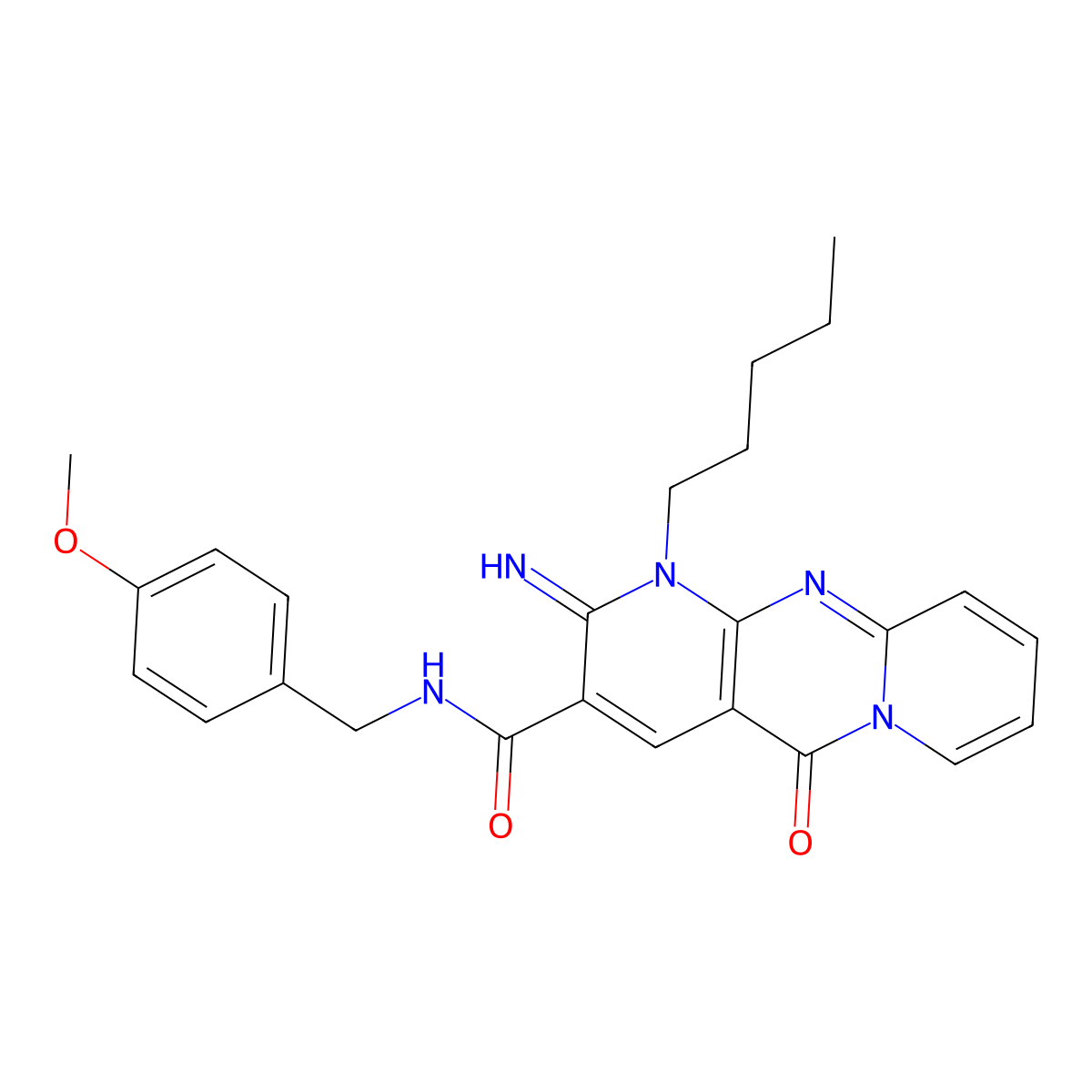 2-imino-N-(4-methoxybenzyl)-5-oxo-1-pentyl-1,5-dihydro-2H-dipyrido[1,2-a:2',3'-d]pyrimidine-3-carboxamide molecular structure, CAS 577764-73-9