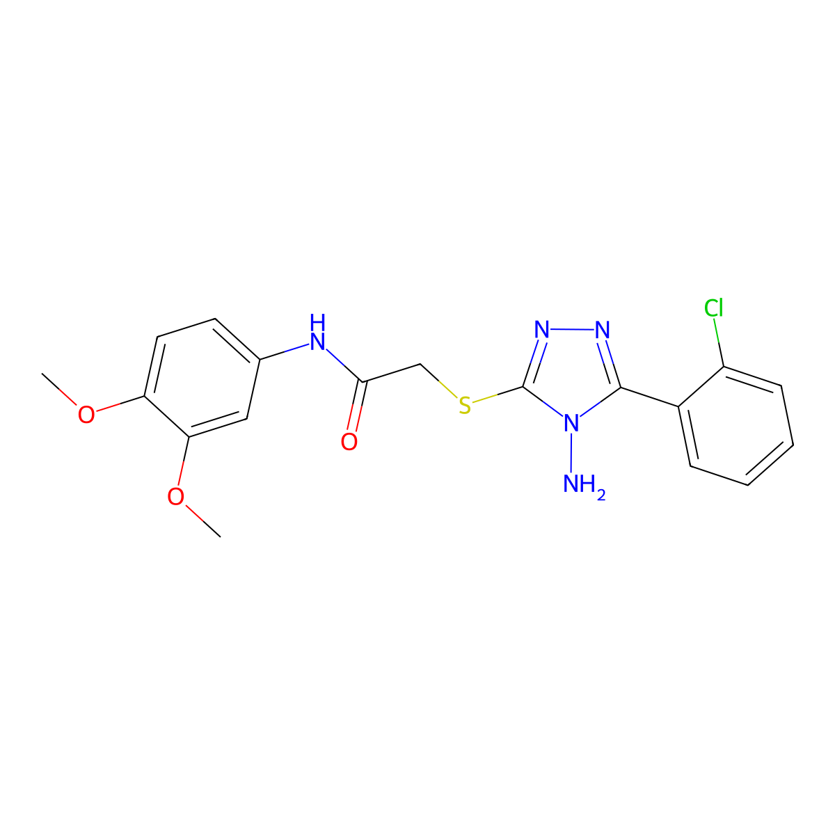 2-((4-amino-5-(2-chlorophenyl)-4H-1,2,4-triazol-3-yl)thio)-N-(3,4-dimethoxyphenyl)acetamide molecular structure, CAS 577764-81-9