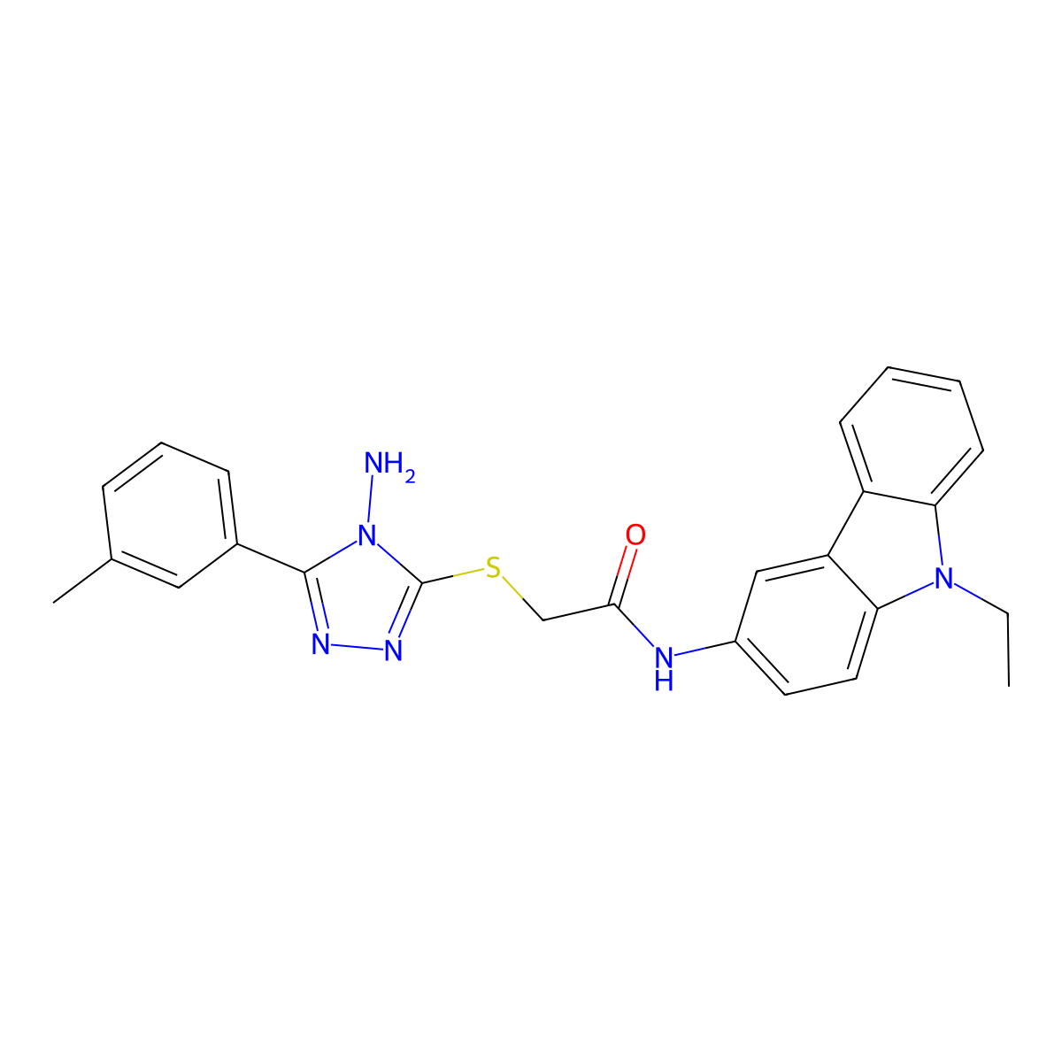 2-[4-amino-5-(3-methylphenyl)(1,2,4-triazol-3-ylthio)]-N-(9-ethylcarbazol-3-yl)acetamide molecular structure, CAS 577764-93-3