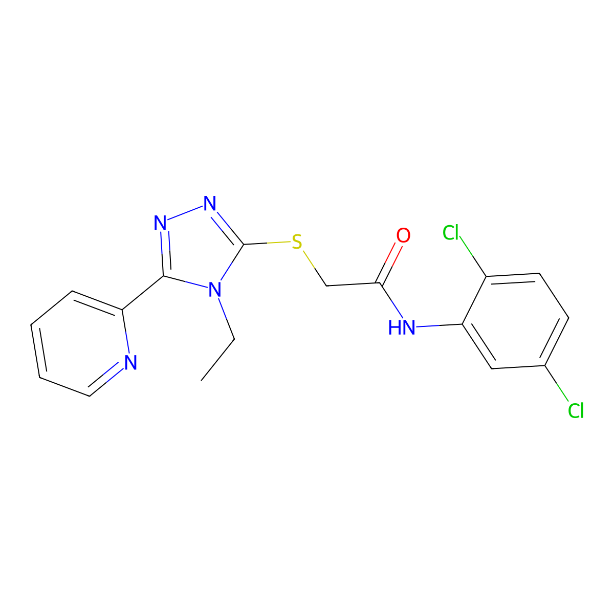 N-(2,5-Dichlorophenyl)-2-((4-ethyl-5-(2-pyridinyl)-4H-1,2,4-triazol-3-YL)sulfanyl)acetamide molecular structure, CAS 577765-20-9