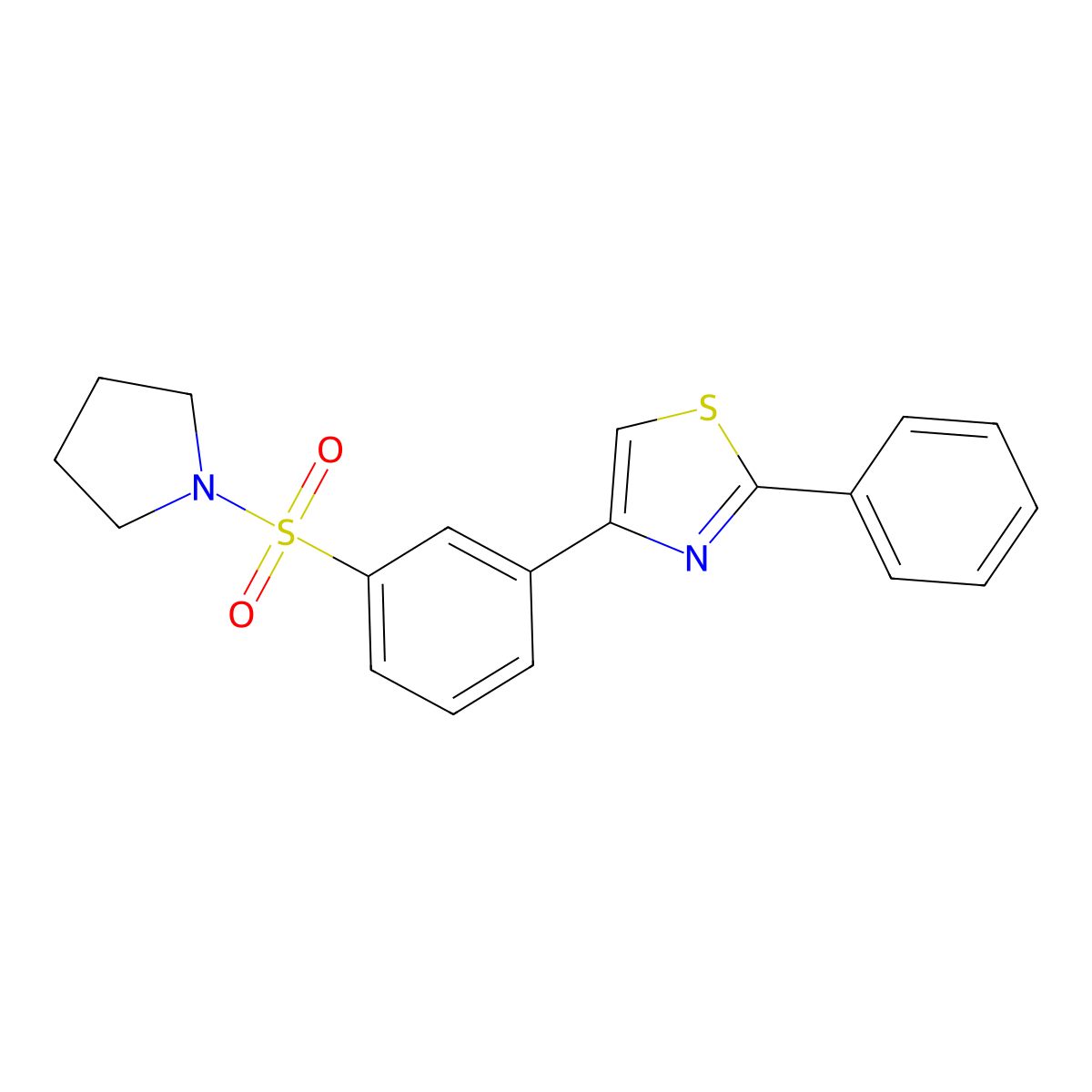 2-Phenyl-4-[3-(pyrrolidin-1-ylsulfonyl)phenyl]-1,3-thiazole molecular structure, CAS 577765-31-2