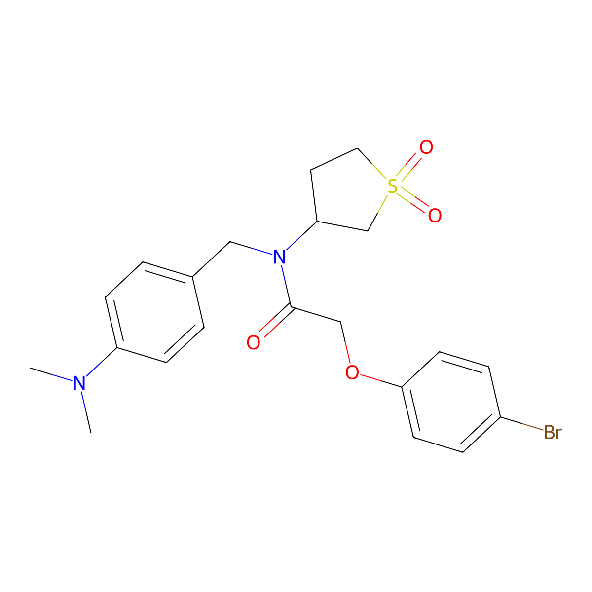 2-(4-bromophenoxy)-N-[4-(dimethylamino)benzyl]-N-(1,1-dioxidotetrahydrothiophen-3-yl)acetamide molecular structure, CAS 577765-36-7