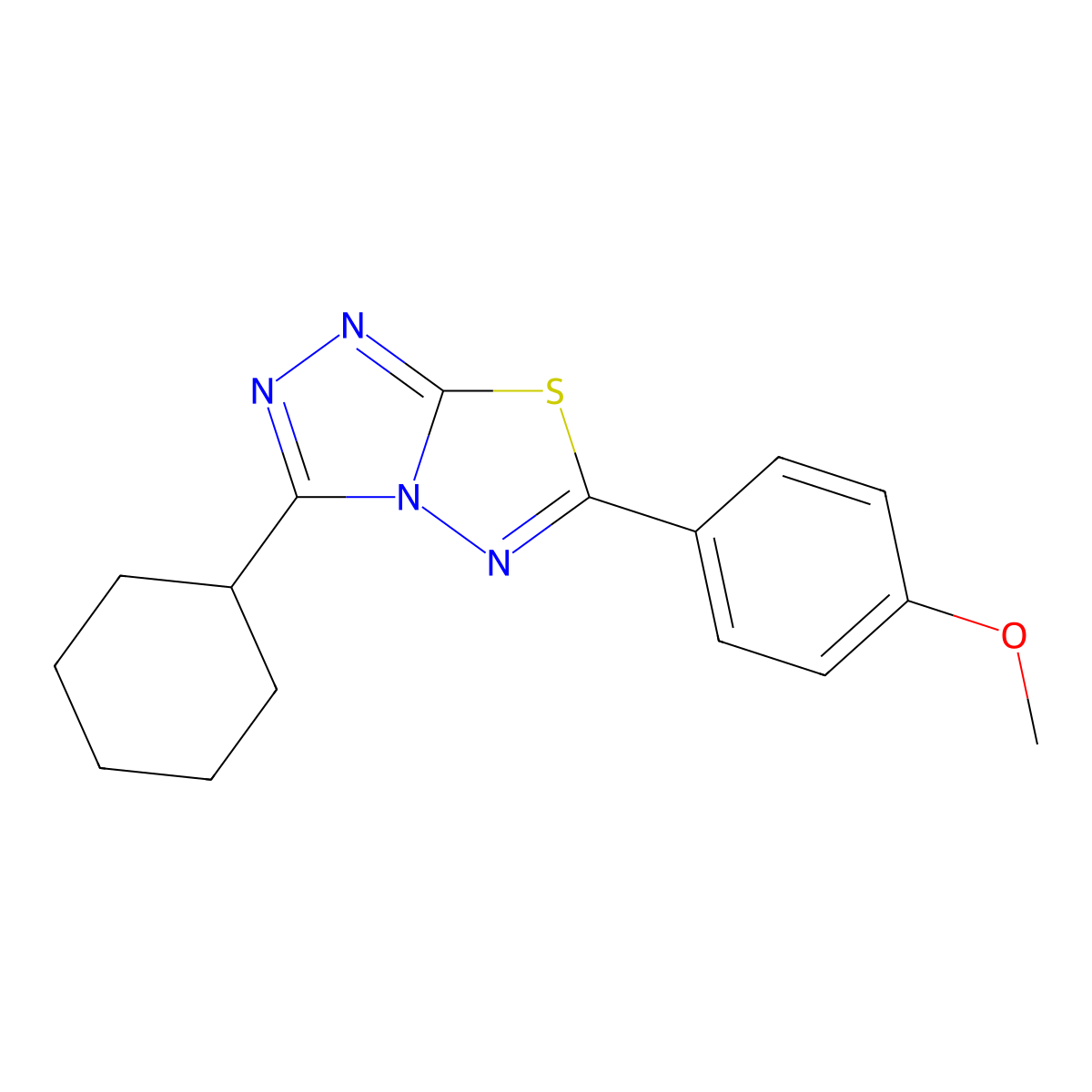 4-(3-Cyclohexyl[1,2,4]triazolo[3,4-b][1,3,4]thiadiazol-6-yl)phenyl methyl ether molecular structure, CAS 577765-51-6