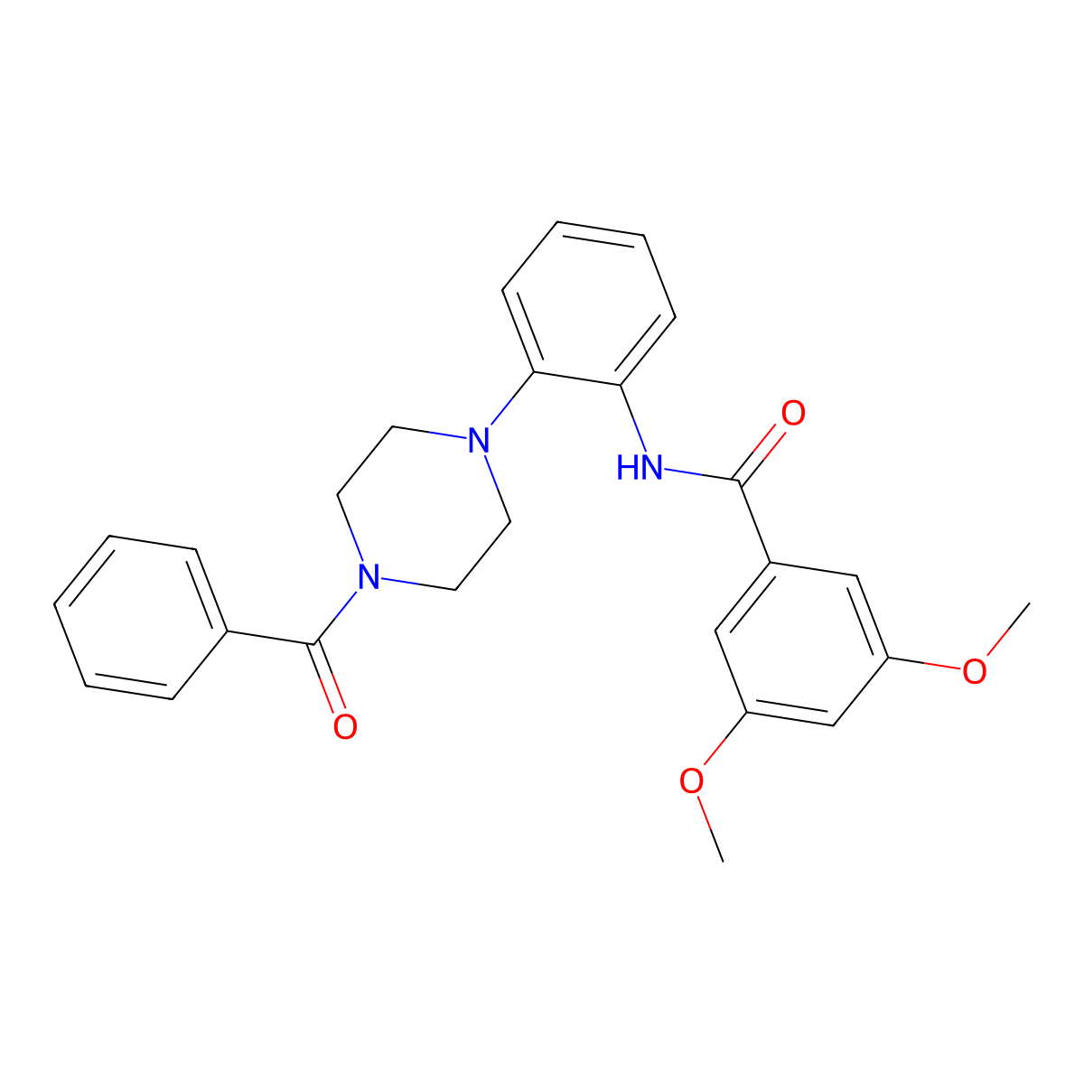 N-[2-(4-benzoyl-1-piperazinyl)phenyl]-3,5-dimethoxybenzamide molecular structure, CAS 577765-65-2