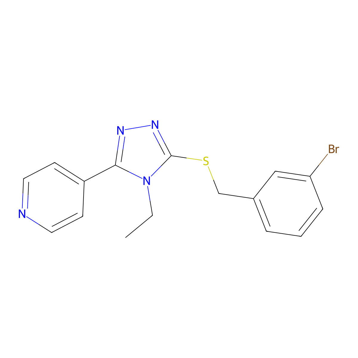 3-Bromobenzyl 4-ethyl-5-(4-pyridinyl)-4H-1,2,4-triazol-3-YL sulfide molecular structure, CAS 577765-94-7