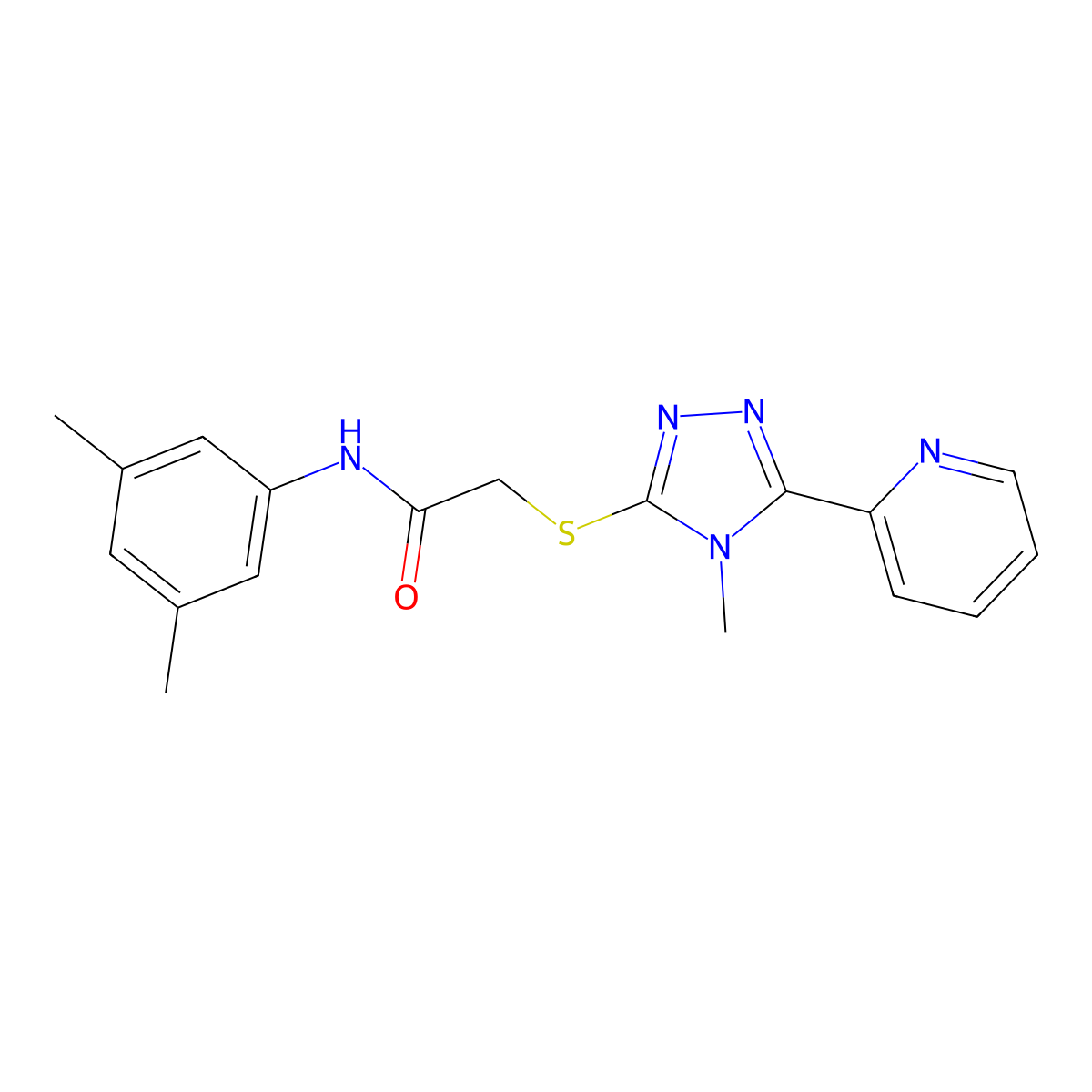 N-(3,5-dimethylphenyl)-2-{[4-methyl-5-(pyridin-2-yl)-4H-1,2,4-triazol-3-yl]sulfanyl}acetamide molecular structure, CAS 577765-96-9