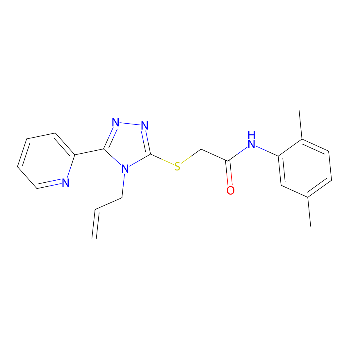N-(2,5-dimethylphenyl)-2-{[4-(prop-2-en-1-yl)-5-(pyridin-2-yl)-4H-1,2,4-triazol-3-yl]sulfanyl}acetamide molecular structure, CAS 577766-05-3