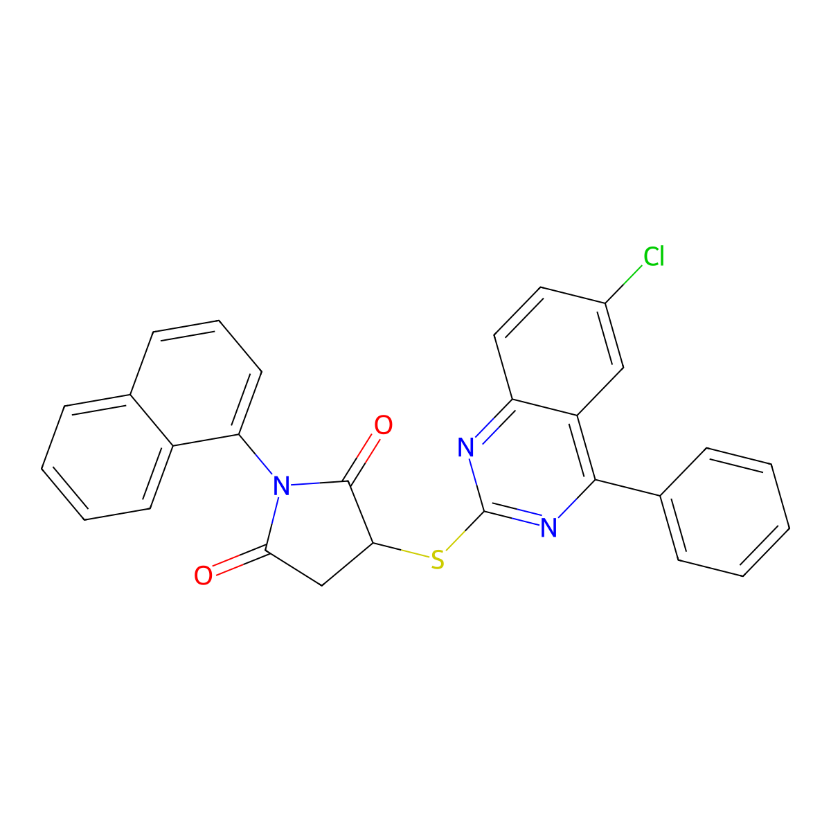 3-[(6-Chloro-4-phenylquinazolin-2-yl)sulfanyl]-1-(naphthalen-1-yl)pyrrolidine-2,5-dione molecular structure, CAS 577766-07-5