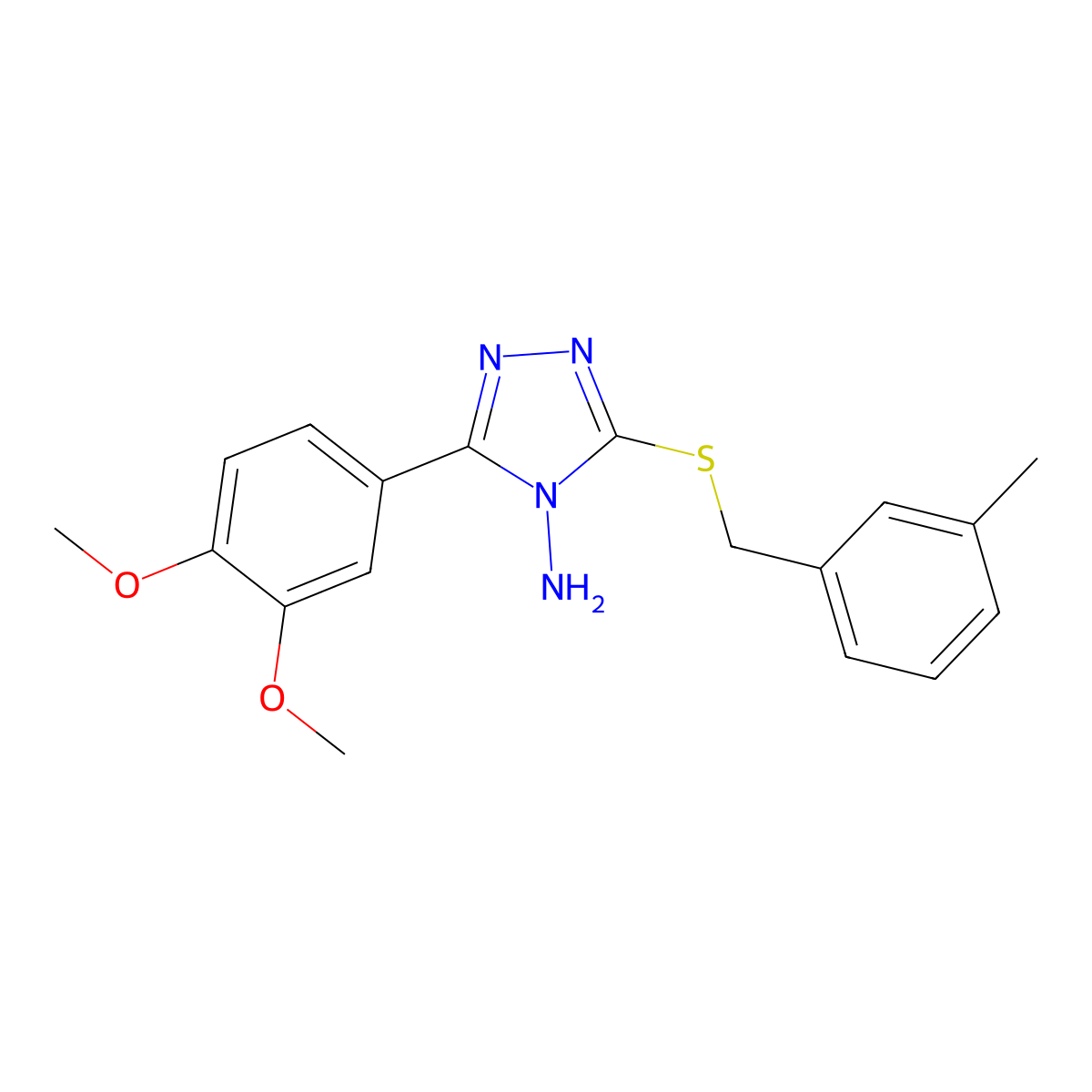 3-(3,4-dimethoxyphenyl)-5-[(3-methylbenzyl)sulfanyl]-4H-1,2,4-triazol-4-amine molecular structure, CAS 577766-14-4