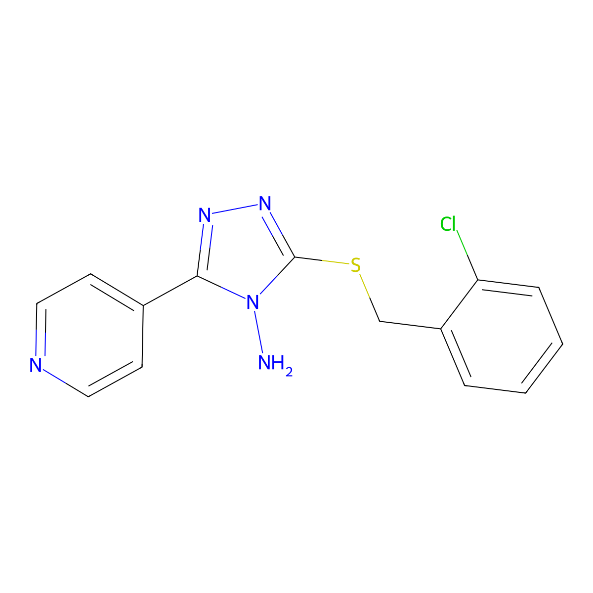 3-[(2-Chlorophenyl)methylthio]-5-(4-pyridyl)-1,2,4-triazole-4-ylamine molecular structure, CAS 577766-15-5