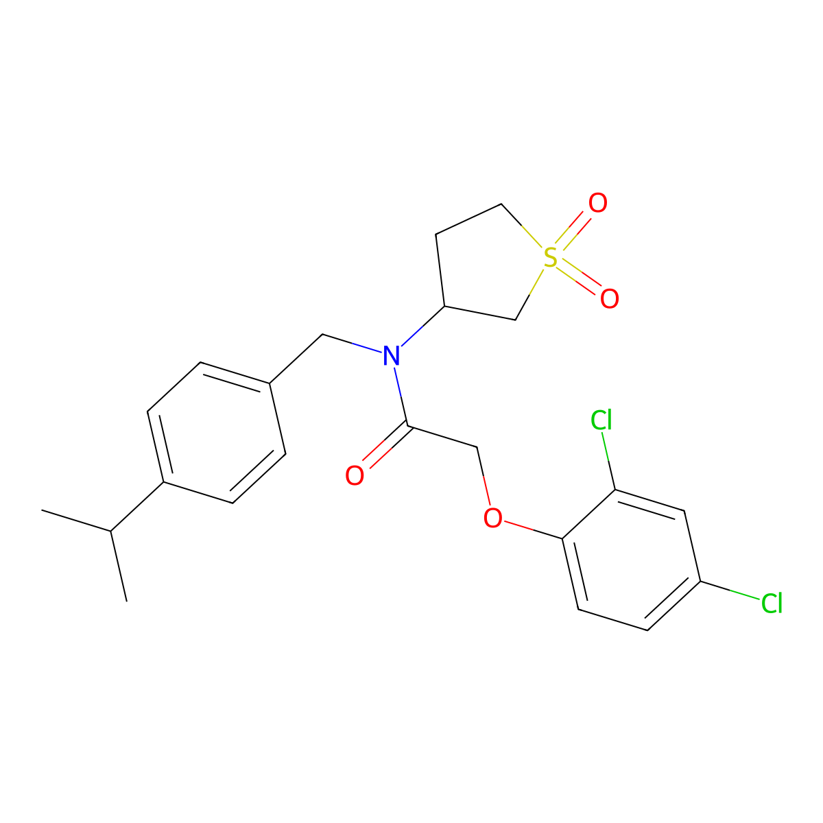 2-(2,4-dichlorophenoxy)-N-(1,1-dioxidotetrahydrothiophen-3-yl)-N-[4-(propan-2-yl)benzyl]acetamide molecular structure, CAS 577766-36-0