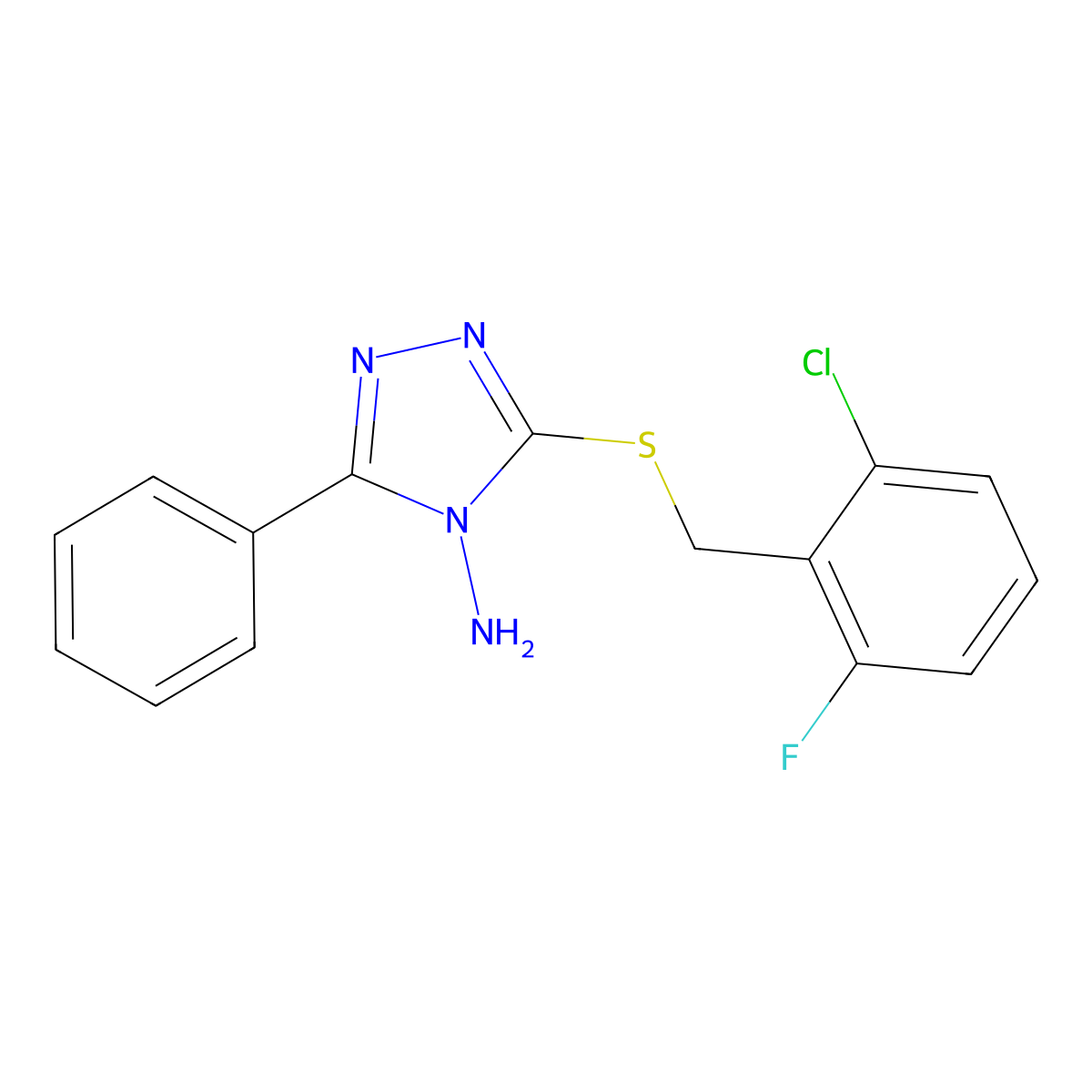 3-[(6-Chloro-2-fluorophenyl)methylthio]-5-phenyl-1,2,4-triazole-4-ylamine molecular structure, CAS 577766-44-0