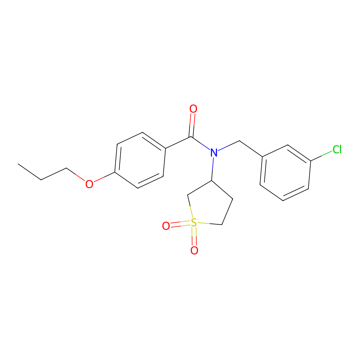 N-(3-chlorobenzyl)-N-(1,1-dioxidotetrahydrothiophen-3-yl)-4-propoxybenzamide molecular structure, CAS 577766-49-5
