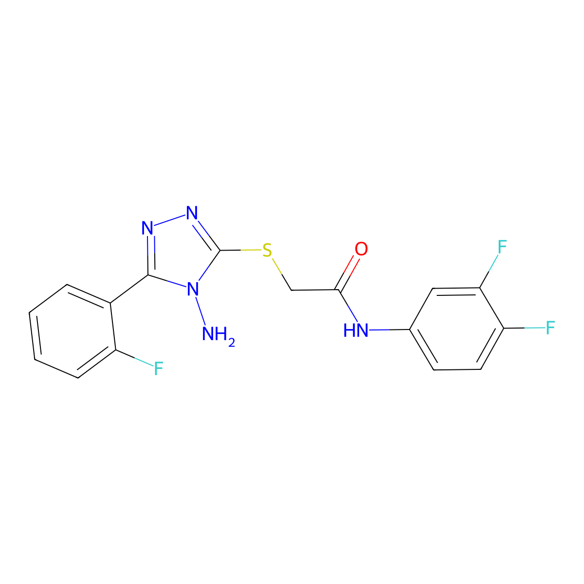 2-[4-amino-5-(2-fluorophenyl)(1,2,4-triazol-3-ylthio)]-N-(3,4-difluorophenyl)a cetamide molecular structure, CAS 577766-52-0
