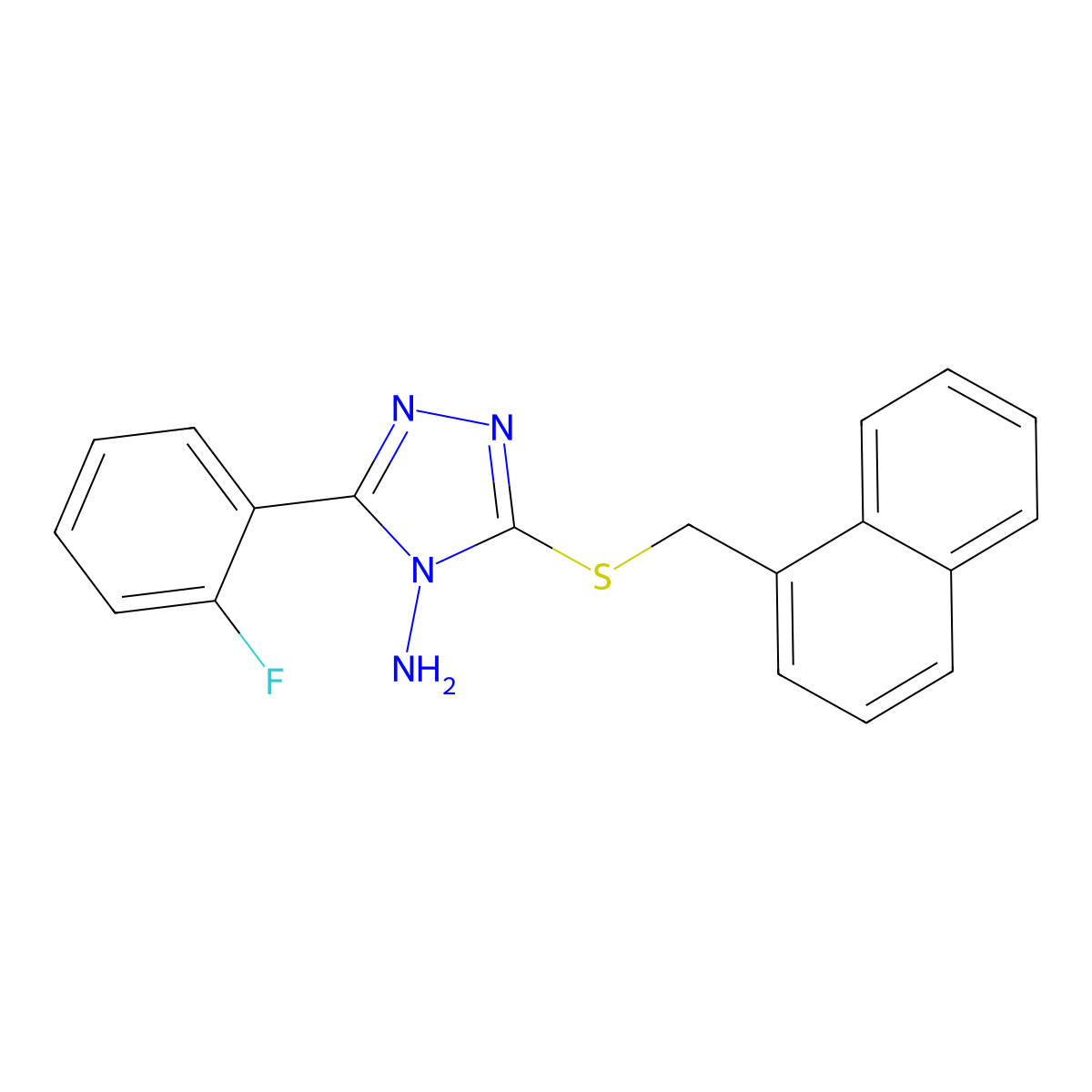 3-(2-Fluorophenyl)-5-(naphthylmethylthio)-1,2,4-triazole-4-ylamine molecular structure, CAS 577766-72-4