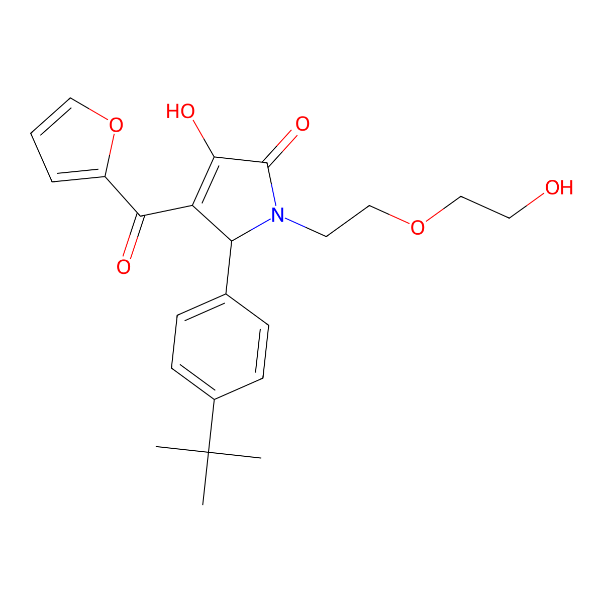 2-(4-tert-butylphenyl)-3-(furan-2-carbonyl)-4-hydroxy-1-[2-(2-hydroxyethoxy)ethyl]-2H-pyrrol-5-one molecular structure, CAS 577767-02-3