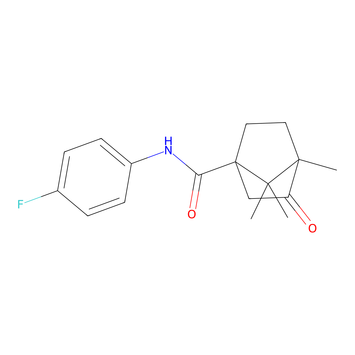 N-(4-fluorophenyl)-1,7,7-trimethyl-2-oxobicyclo[2.2.1]heptane-4-carboxamide molecular structure, CAS 577767-10-3