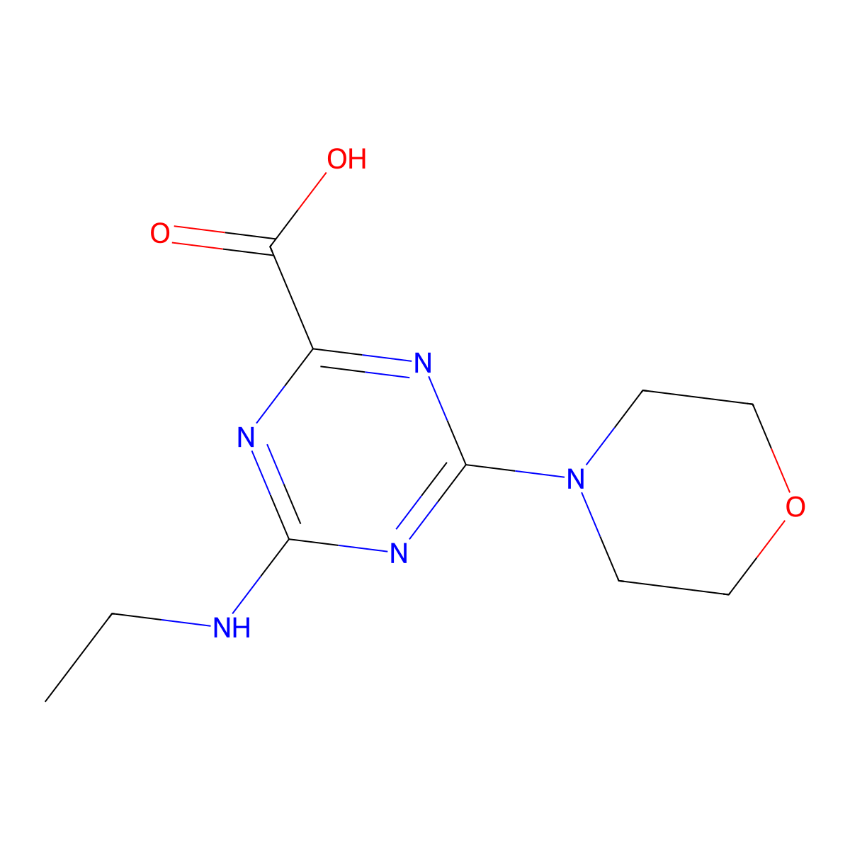 4-Ethylamino-6-morpholin-4-yl-[1,3,5]triazine-2-carboxylic acid molecular structure, CAS 577767-12-5