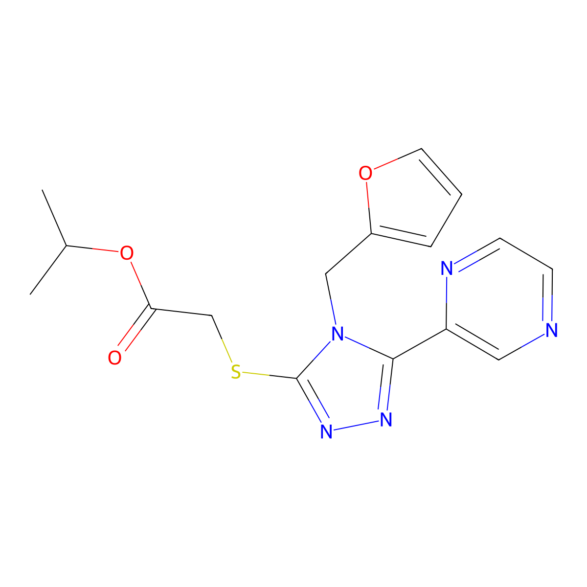 isopropyl {[4-(2-furylmethyl)-5-(2-pyrazinyl)-4H-1,2,4-triazol-3-yl]thio}acetate molecular structure, CAS 577767-33-0