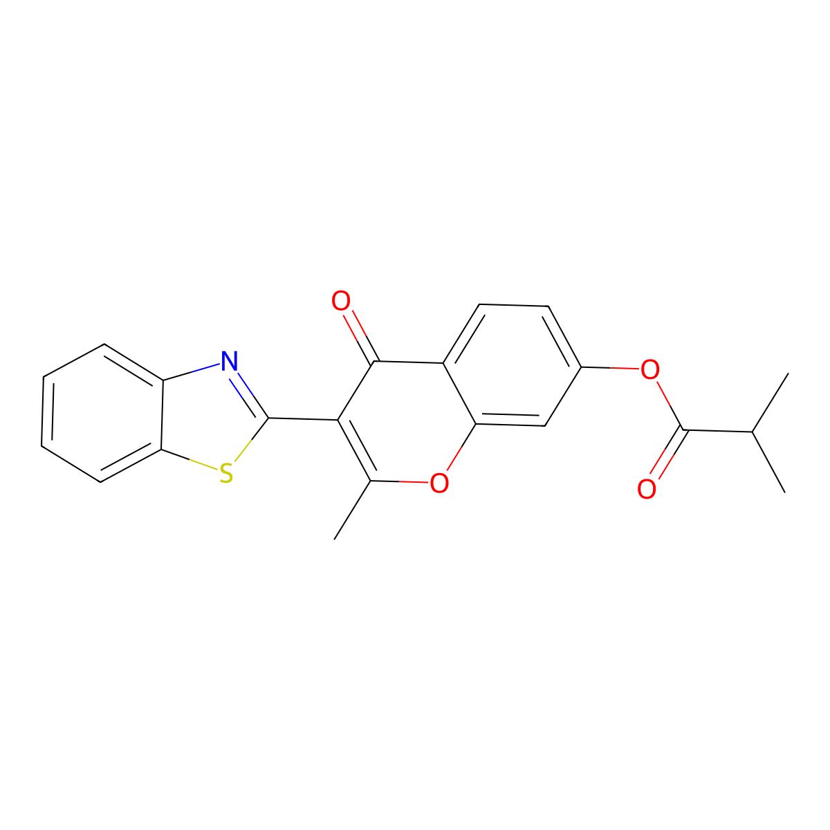 3-(1,3-benzothiazol-2-yl)-2-methyl-4-oxo-4H-chromen-7-yl 2-methylpropanoate molecular structure, CAS 577767-44-3