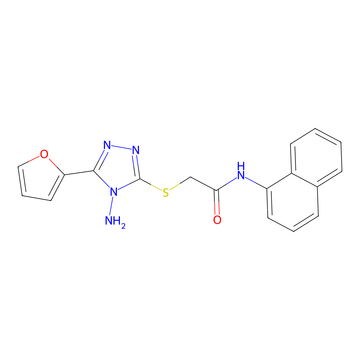 2-(4-amino-5-(2-furyl)(1,2,4-triazol-3-ylthio))-N-naphthylacetamide molecular structure, CAS 577767-48-7