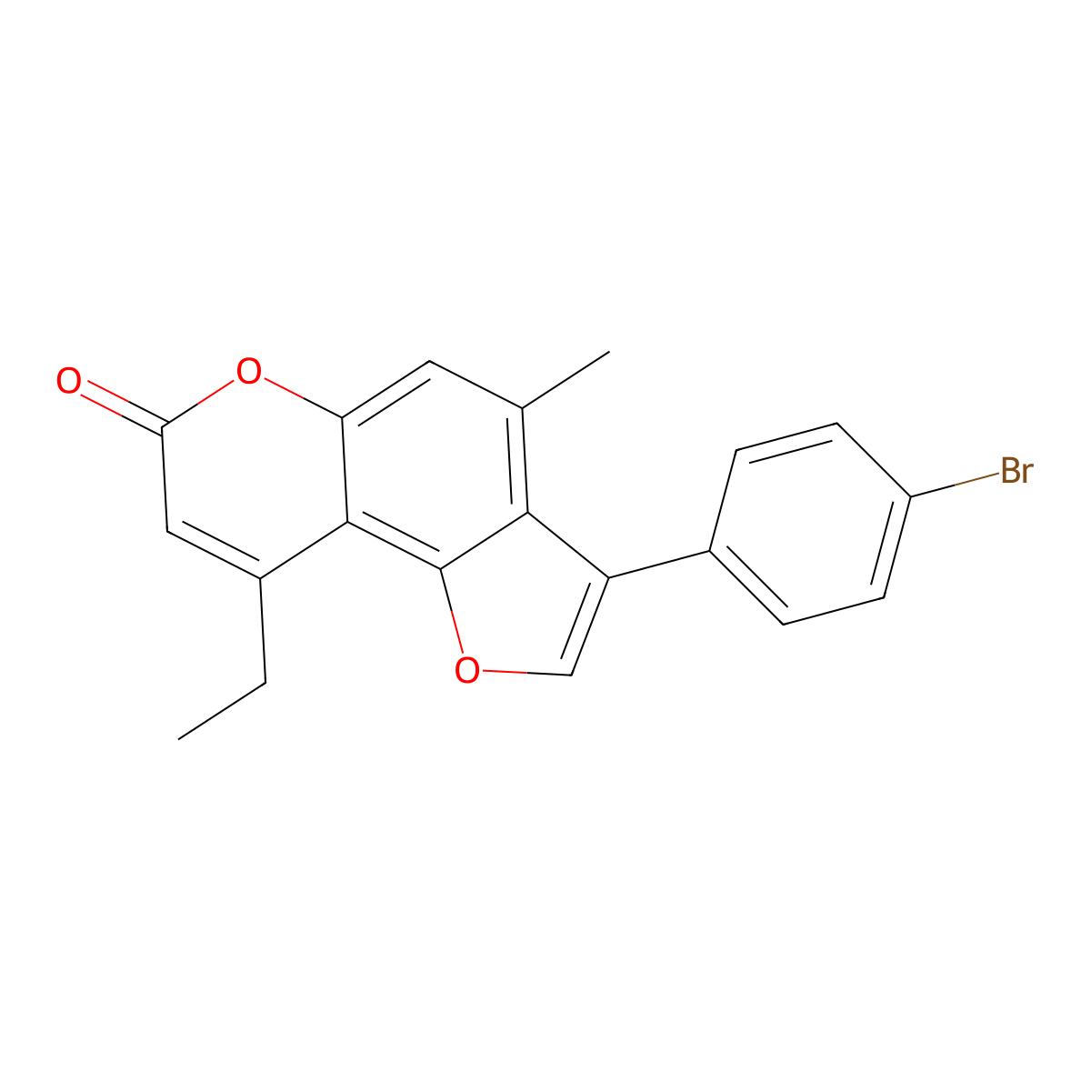 3-(4-bromophenyl)-9-ethyl-4-methyl-7H-furo[2,3-f]chromen-7-one molecular structure, CAS 577767-74-9