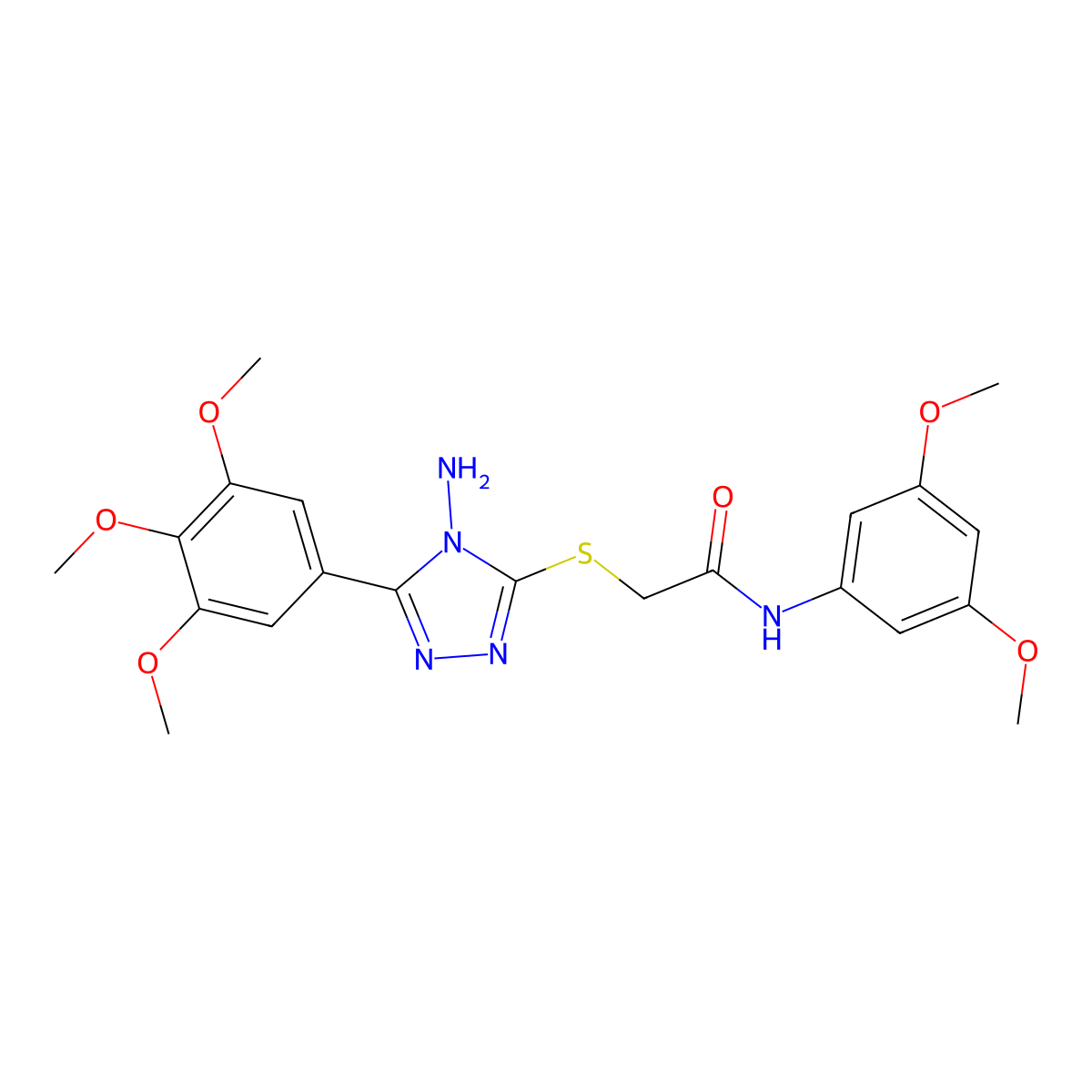 2-{[4-amino-5-(3,4,5-trimethoxyphenyl)-4H-1,2,4-triazol-3-yl]sulfanyl}-N-(3,5-dimethoxyphenyl)acetamide molecular structure, CAS 577767-76-1