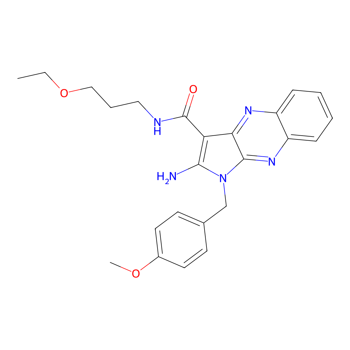 2-amino-N-(3-ethoxypropyl)-1-(4-methoxybenzyl)-1H-pyrrolo[2,3-b]quinoxaline-3-carboxamide molecular structure, CAS 577767-83-0