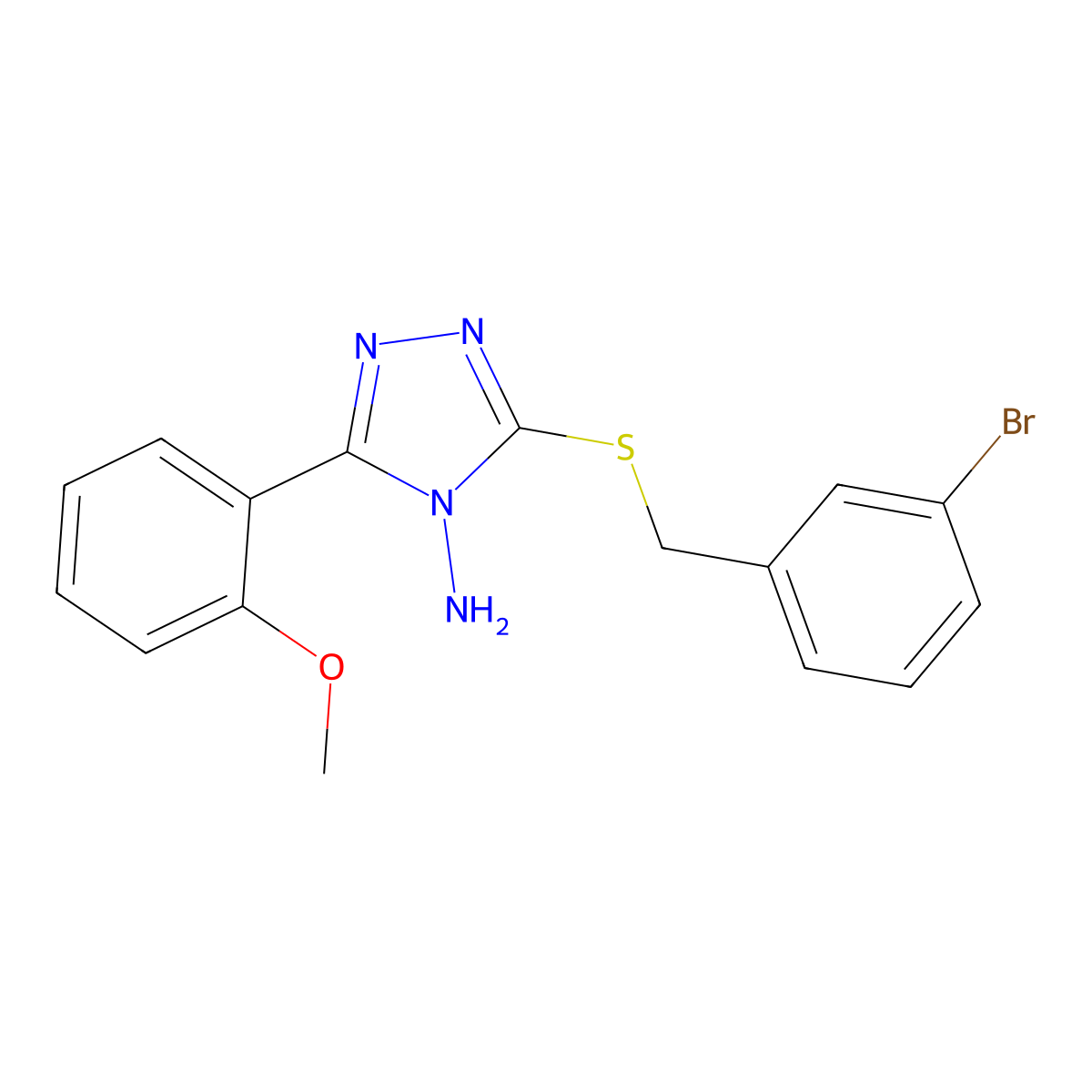 5-[(3-Bromophenyl)methylthio]-3-(2-methoxyphenyl)-1,2,4-triazole-4-ylamine molecular structure, CAS 577767-85-2